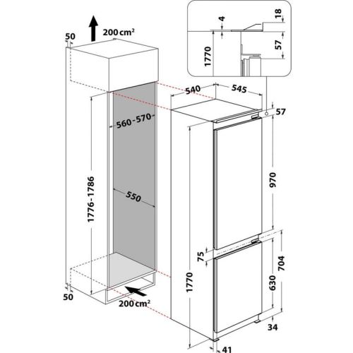 Хладилник с фризер за вграждане Hotpoint-Ariston BCB 70301 , 273 l, F